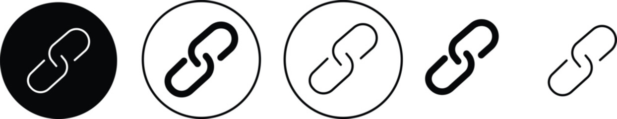 Icon set of link. Link, share link, external link black vector icon set. Isolated symbols on transparent background. Redirecting links button. Web UI design Hyperlink chain symbol Chain vector symbol.