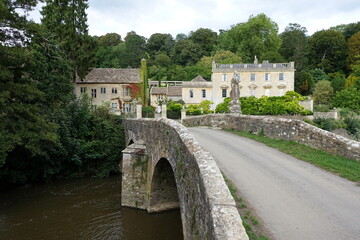 Scenic view of a road bridge over a river in a beautiful English village