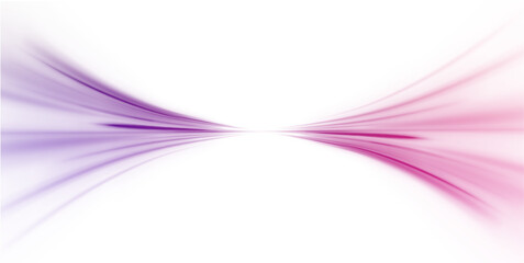 PNG. Acceleration speed motion on night road. Illustration of light ray, stripe line with blue light, speed motion background. Glitter blue wave light effect.	