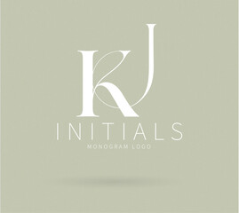 KJ Typography Initial Letter Brand Logo, KJ brand logo, KJ monogram wedding logo