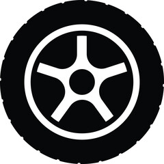 Set of rubber wheel tire icon. Black wheel tires silhouette collection. Vector Illustration.