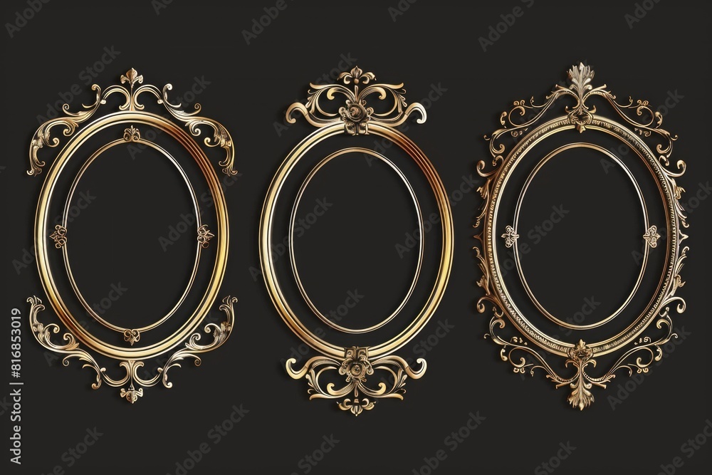 Aufkleber three elegant gold frames on a dark background. perfect for adding a touch of luxury to any design p
