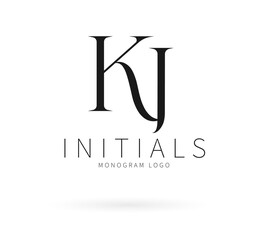 KJ Monogram logo, Minimalist Typographic Line Monogram Logo, KJ Wedding monogram logo