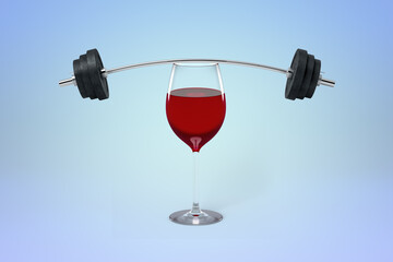 Wine glass balancing a barbell overhead