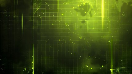 Fototapeta premium Futuristic Digital Technology Interface with Glowing Green Grid Patterns