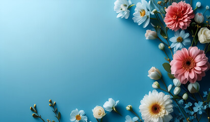 Flowers on a blue background
