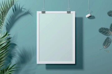 Picture frame hanging on a wall next to a plant, perfect for home decor