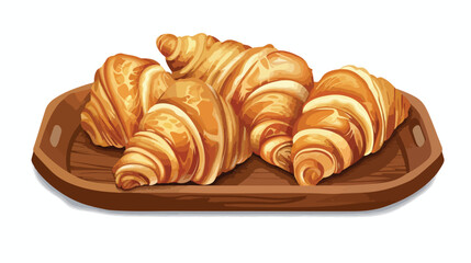 Tray with tasty croissants on white background Vectot