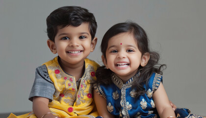 Indian little siblings playing together
