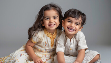 Indian little siblings playing together