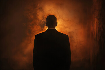 silhouette of a evil looking man