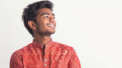 Side view of young and handsome indian man