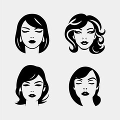 set of female portraits. vector illustration