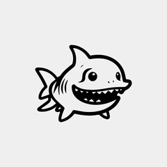 shark vector line icon