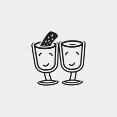 champagne and cocktail line icon. linear style