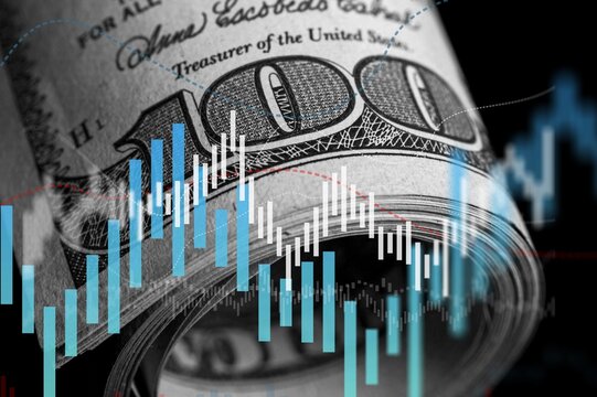 Safe-haven currency investment concept, banknote and graph