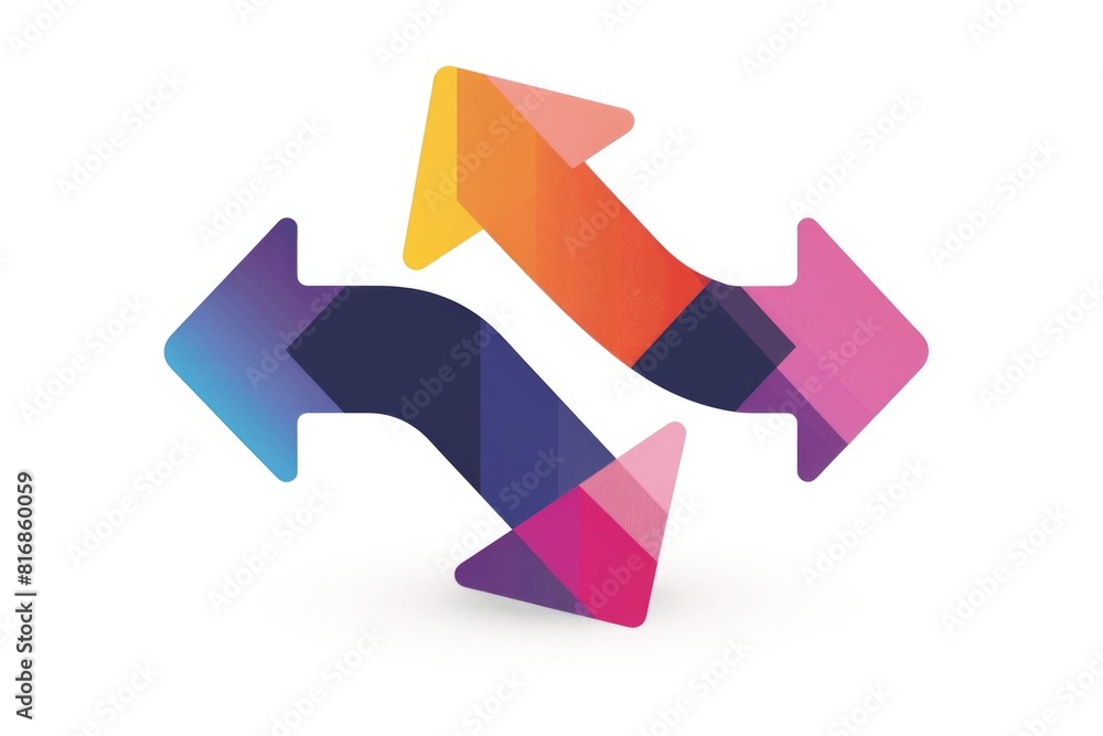 Poster two vibrant arrows pointing in different directions, ideal for illustrating choices and decisions