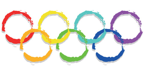 Seven rainbow rings with a brush on a white background. 7 circles painted with a grunge brush on a white background. Pride. Put your logo on it. A variety of vector illustration eps 10