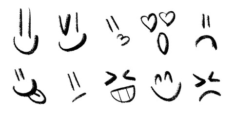 Hand-Drawn Expressive Cartoon Faces Set