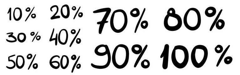 Percentage Discount Labels in Bold Black Typeface