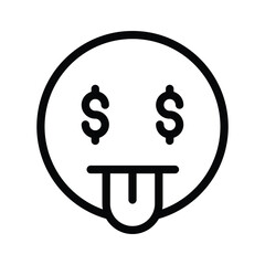 Rich emoji vector design, greedy expressions, dollar sign on tongue