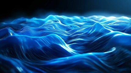 Obraz premium Abstract blue wave pattern with sparkling particles.