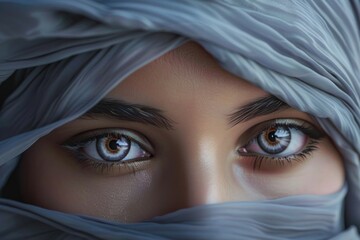 Fototapeta premium Close up of a woman's eyes with a veil, perfect for wedding or fashion designs