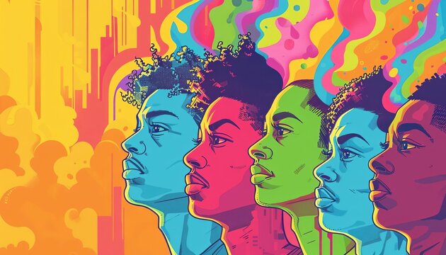 A tri-fold pamphlet educates about the unique challenges and triumphs of the Black LGBTQ community, using vibrant illustrations and personal stories