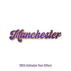 Manchester text effect vector. Editable college t-shirt design printable text effect vector