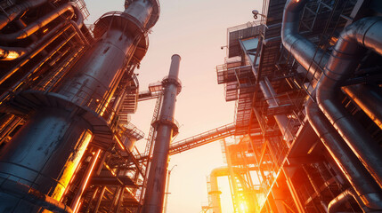 Witness industrial prowess under a clear sky with HDR hyper-realism rendering. AI generative technology brings manufacturing to life.