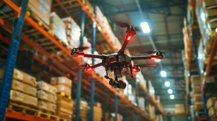 Autonomous Drone in Warehouse. Generative ai