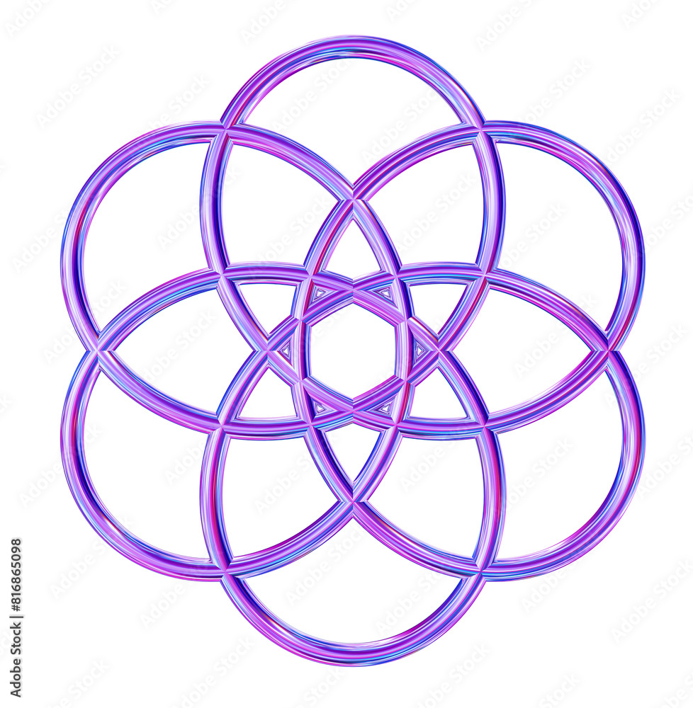 Aufkleber 3d holographic geometric shape cycloid.metal simple figure for your design on isolated background. 3
