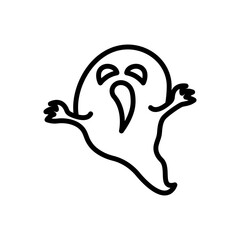 Ghost line icon. Ghost icon. Halloween icon isolated on white background. Transparent background, minimalist symbol. Vector images