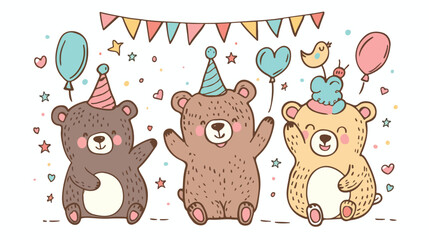 Cute bear doodle vector icon party style vector
