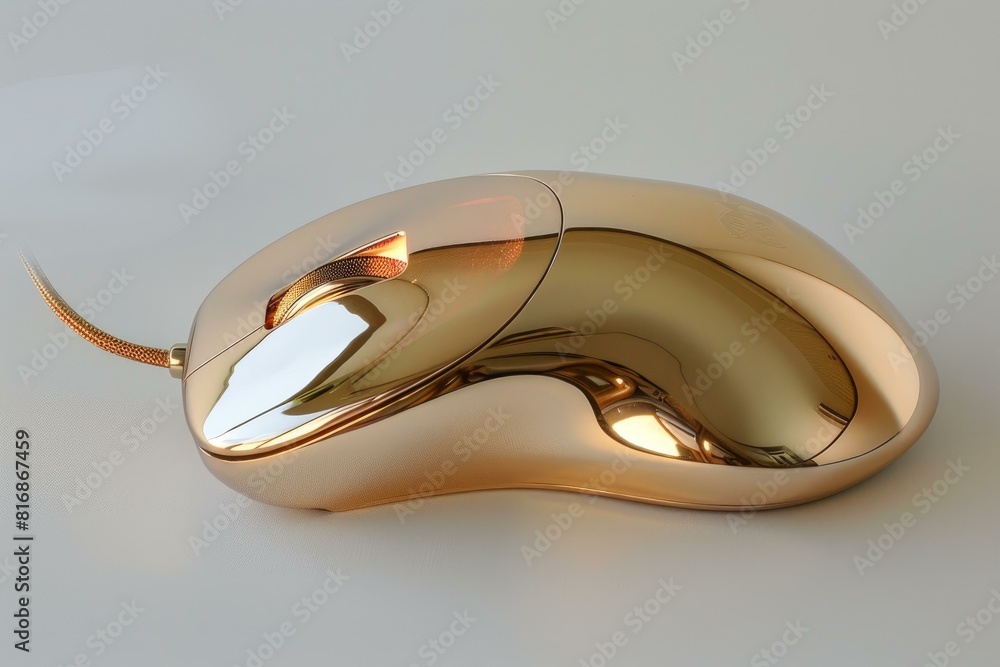 Poster highend golden computer mouse with a sleek design isolated on a white backdrop