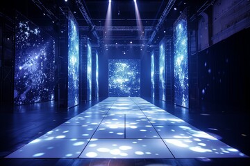 Illuminated 3D stage floor, a canvas for boundless creativity and innovation.