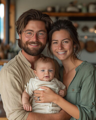 Obraz premium A man and a woman are holding a baby