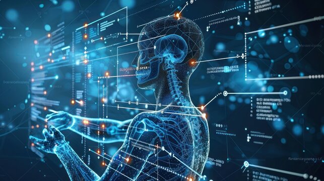 computerbased information technology with a person playing with internet connectivity, Medical technology, online health, global health network and tourism concept.