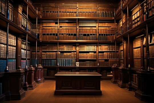 A grand library filled with numerous books, showcasing the vast collection available for readers. Generative AI