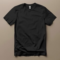 black t-shirt mockup flat lay