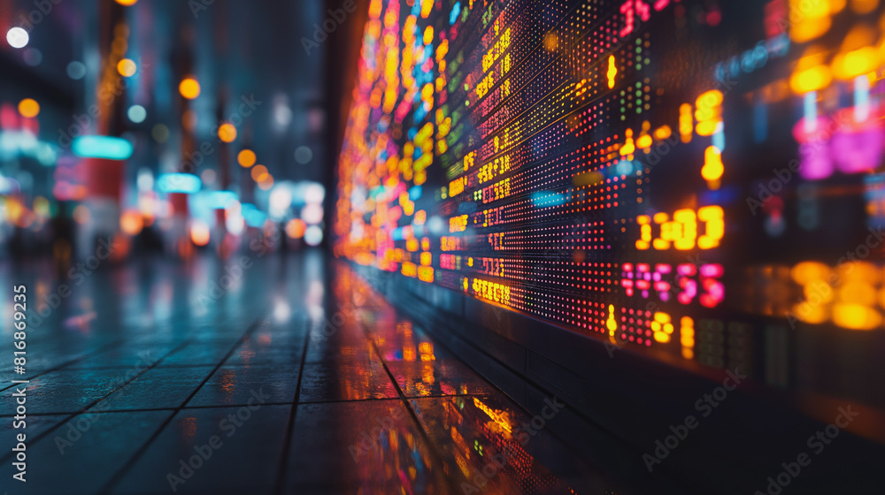 Aufkleber complex financial data display with stock market trading graph and indicators.