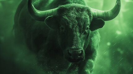 Angry bull run. Business bull markets.