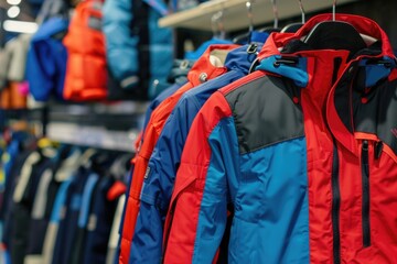 Row of jackets on display, suitable for retail concepts