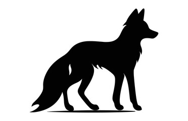 A Fox Standing Silhouette Vector art, Wild fox black Silhouette Clipart