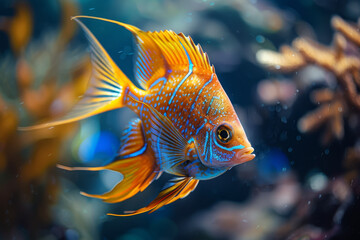 Obraz premium Vivid 3D fish with elongated fins, showcased in an amalgamation of Documentary.