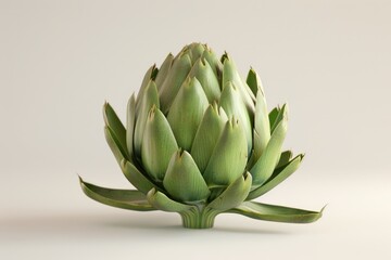 Fototapeta premium A detailed close up of a green artichoke on a white surface. Perfect for food and cooking related projects