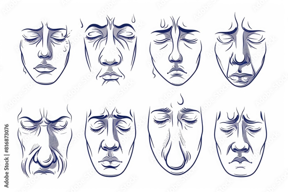 Poster various faces showing different emotions, suitable for a range of projects