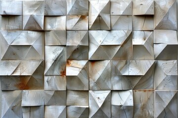 abstract wall of wooden tiles with a geometric pattern background wallpaper design images