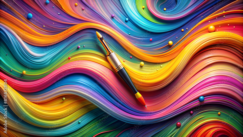 Fototapete color brush paint ribbon stroke swirl abstract splash background wave. brush brushstroke color ribbo