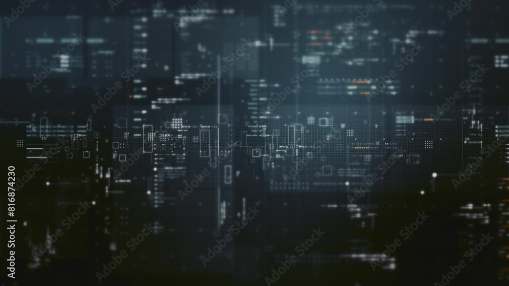 Fototapete Futuristic metaverse, hi-tech digital data telemetry with encrypted numbers, display dynamic background for computer desktop screen display format